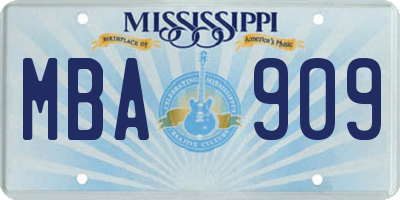 MS license plate MBA909