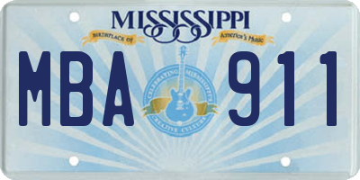 MS license plate MBA911