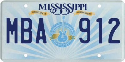 MS license plate MBA912