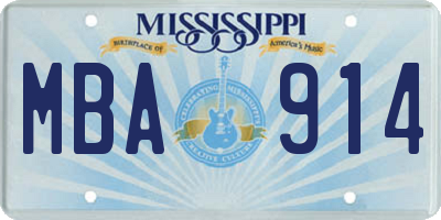 MS license plate MBA914