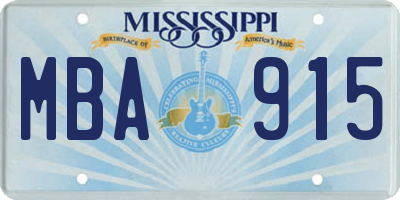 MS license plate MBA915