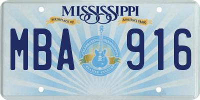 MS license plate MBA916