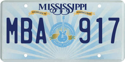 MS license plate MBA917