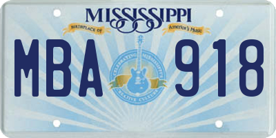 MS license plate MBA918