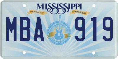 MS license plate MBA919