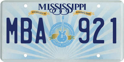 MS license plate MBA921