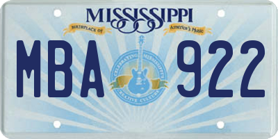 MS license plate MBA922