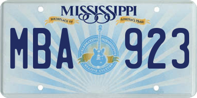 MS license plate MBA923