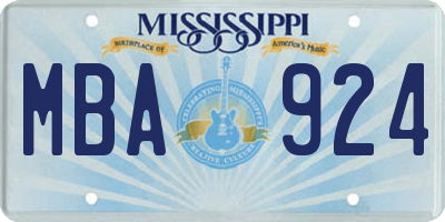 MS license plate MBA924