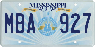 MS license plate MBA927