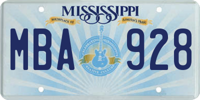 MS license plate MBA928