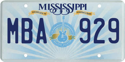MS license plate MBA929