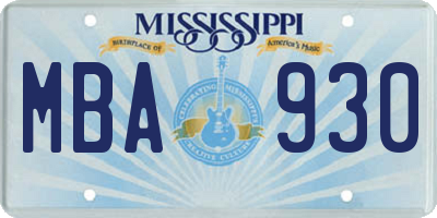 MS license plate MBA930