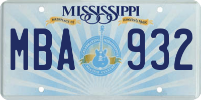 MS license plate MBA932
