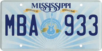 MS license plate MBA933