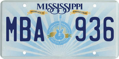MS license plate MBA936