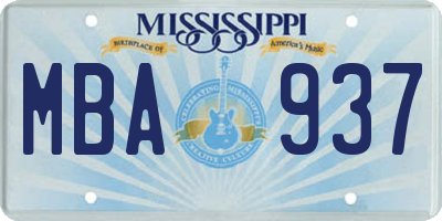 MS license plate MBA937