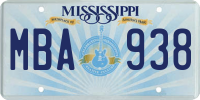 MS license plate MBA938