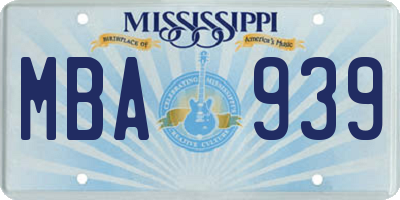 MS license plate MBA939