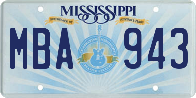 MS license plate MBA943