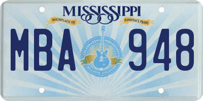 MS license plate MBA948