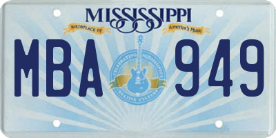 MS license plate MBA949