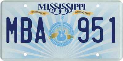 MS license plate MBA951