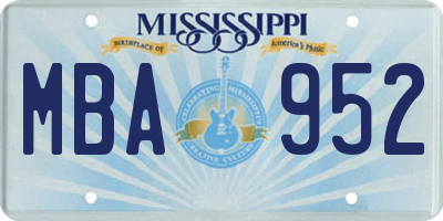 MS license plate MBA952