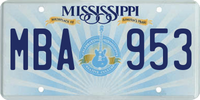 MS license plate MBA953