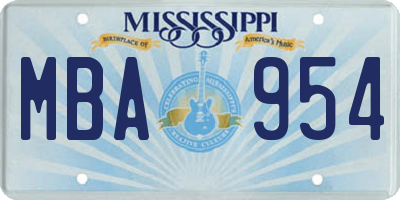 MS license plate MBA954