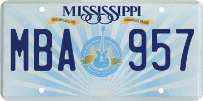 MS license plate MBA957