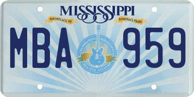 MS license plate MBA959