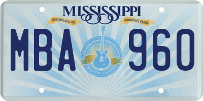 MS license plate MBA960