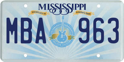 MS license plate MBA963
