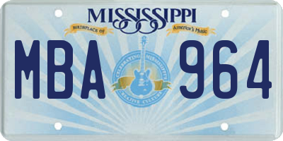 MS license plate MBA964