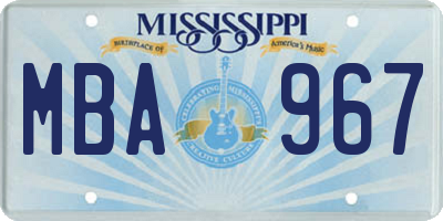 MS license plate MBA967