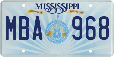 MS license plate MBA968