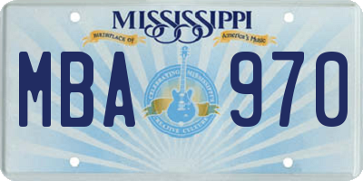 MS license plate MBA970