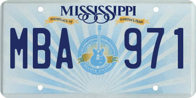 MS license plate MBA971