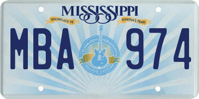 MS license plate MBA974