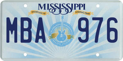 MS license plate MBA976