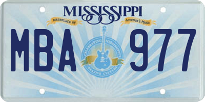 MS license plate MBA977