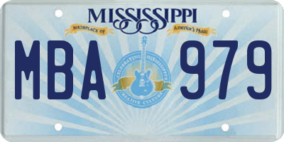 MS license plate MBA979