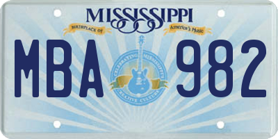 MS license plate MBA982