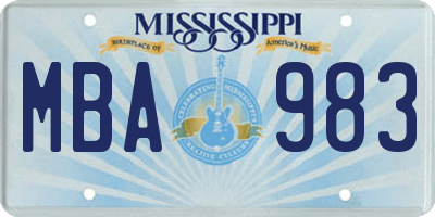 MS license plate MBA983
