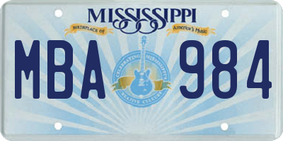 MS license plate MBA984