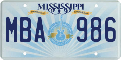 MS license plate MBA986