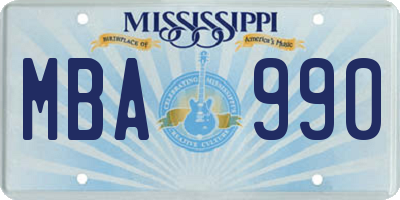 MS license plate MBA990