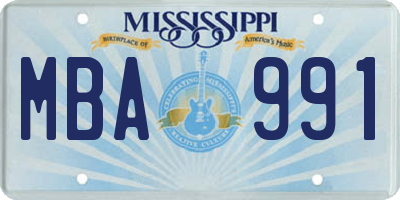 MS license plate MBA991