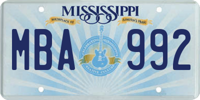 MS license plate MBA992